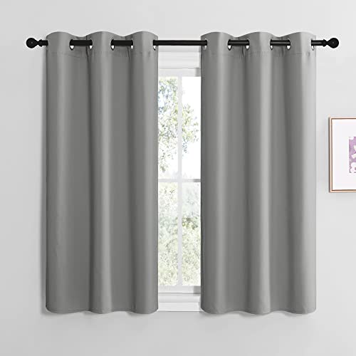 Image of NICETOWN Thermal Insulated Grommet Blackout Curtains, Kids Window Drape Panel for Nursery, Privacy Short Curtains (Silver Grey, 2 Panels, W42 x L50 -Inch)