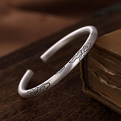 Bracelet s999 pur mat solide ouvert en argent fin pour femme et cadeau