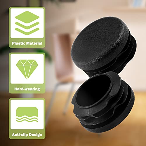 Image of Jiozermi 12 Pcs 1-1 /4 inch Round Plastic Plug, Black Round Plastic End Cap Furniture Finishing Plug for Pipe Post, Chairs and Furniture