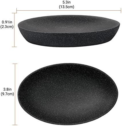 Shinowa Soap Dish, Resin Soap Saver Sponge Dish Tray Mini Storage Tray for Bathroom Sink Bedroom Vanity Table Kitchen Counter-Top Organization, Gravel Black