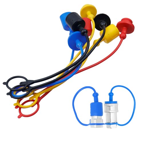 Image of 4 Set of Hydraulic Quick Connect Coupler Male Dust Cap and Female Plug Cover 1 /2 Dust Caps Plugs 4 Color Rubber Quick Disconnects Port Plug Fittings (ISO-A 1 /2)