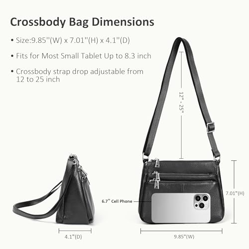 befen Genuine Leather Crossbody Purses Bags for Women, Small Pocketbooks Shoulder Bag Satchel Purse with Multi Pockets4