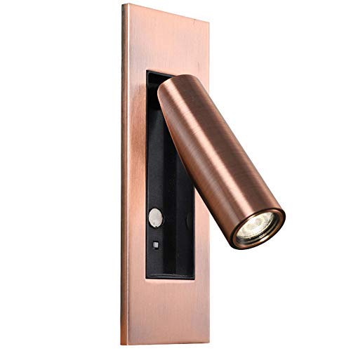 GFHN LED-Scheinwerfer Schlafzimmer, Wandwaschlampe verstellbar für Bett, Wandleuchte Hotel, LED 3W CREE Wand Leselampe mit Schalter Nachtlicht 4000K (A) Cover