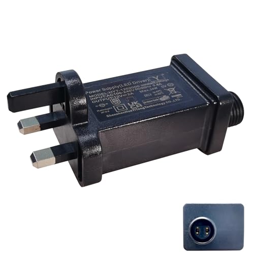 Wirafix Transformer Plug for Christmas Lights, 12v 24w Led Transformer, IP44 Waterproof Replacement Plug, Indoor Outdoor Lights Power Supply for Xmas Lights, Net Lights, Icicle Lights, Fairy Lights