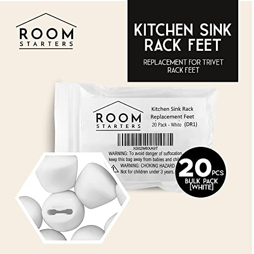 Kitchen Sink Rack Feet 20 Pack | Replacement For Kohler Rack Rubber Feet Part 84544-0 | Feet For Sink Grid By Room Starters (20 Pack, White) #TOP1