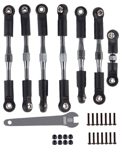 HopsupRC Adjustable Turnbuckles Upgrades Part for 1/10 Slash/Rustler/Stampede/Bandit VXL 4WD, Adjustable Turnbuckles Camber Links Toe Link,7PCS Titanium