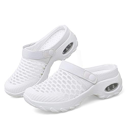 Image of Trsorini Mules Clogs for Women Summer Air Cushion Platform Mesh Mules Sneaker Sandals for Female Lightweight Beach Shoes Outdoor Slippers Walking Shoes