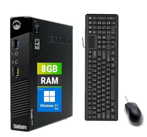 Lenovo ThinkCentre M73 Tiny PC Ordinateur de Bureau, Intel Core i5-4570T 3.2GHz, 8GB RAM, 120GB SSD, Clavier QWERTY américain, Souris, USB WiFi, Windows 11 Pro(Reconditionné)