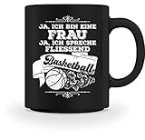 shirt-o-magic Frau spricht fliessend Basketball - Geschenk Basketballerin Basketballspielerin Fan - Tasse -M-Schwarz