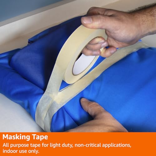 Image of Amazon Basics Masking Tape for Light Duty Applications, Labeling, Easy Removal, Tears by Hand, 0.94 inch x 180', Beige, 6 Rolls (Pack of 8)