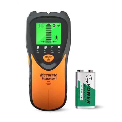 Mecurate Stud Finder Wall Scanner Sensor - 5 in 1 Electronic Stud with LCD Display & Audio Alarm for Wood AC Live Wire Metal Studs Detection Joist Pipe