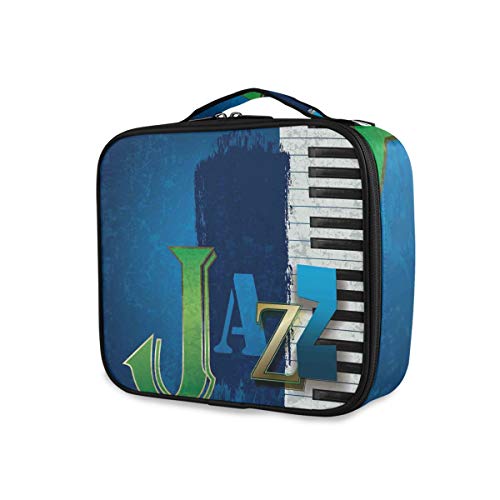 Preisvergleich Produktbild SUGARHE Gebrochener Jazz Musik Hintergrund mit Klavier befestigt themenorientierten DruckKosmetik Reise Kulturbeutel Täschchen mit Reißverschluss