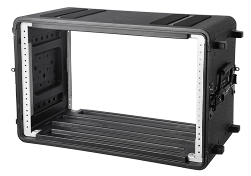 Diandian 6U Rack Case Shallow 11" Depth, 19" Rackmount Flight Case, Watertight Dust-Proof, Shock Mount for Amplifier, Pro Audio, DJ Mixer, Effects with Microphone Compartments