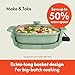 bella Make & Take Electric Skillet, Fits-anywhere™ kitchenware, EverGood™ Ceramic Coating, Adjustable Temperature & Dishwasher-Safe Tempered Glass Lid, Cast Aluminum Base, 1200 Watt, Seaglass