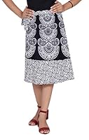 Pezzava Women's Beautiful Cotton Knee Length Skirt (Black and White, Free Size)