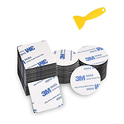 Juliyeh Double Sided Adhesive Sticky Pads 40Pcs Heavy Duty Mounting Adhesive, 20 Square (40mm) & 20 Round (30mm) - With 1 x Scrapper Cover