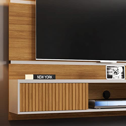 Painel Ambar Sala paraTv até 65 Polegadas Cinamomo com Offwhite Ripado