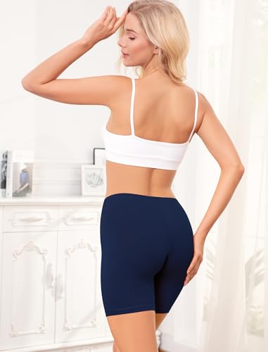 Image of voenxe Cotton Bike Shorts Women Underwear,Short for Under Dress Anti Chafe | 4 Pack Womens Boxer Brief,High Waist Slip Boyshort,Ladies Breathable Soft Biker Panties,Cooling Thigh Undershort Under Skirt