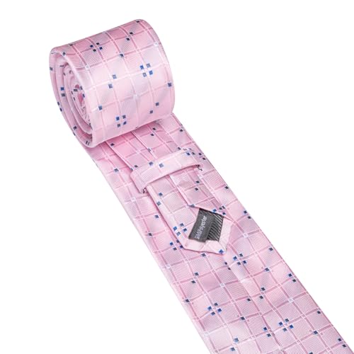Image of YOHOWA Men Plaid /Striped Ties Set Silk Business Wedding Formal Fashion Necktie and Pocket Square Cufflinks Set