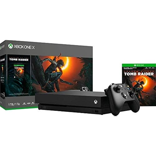 Microsoft Xbox One X 1TB/2TB Shadow of The Tomb Raider Bonus Bundle: Shadow of The Tomb Raider, Xbox Wireless Controller, Xbox One X 4K HDR Console - Black (Renewed) [Video Game]