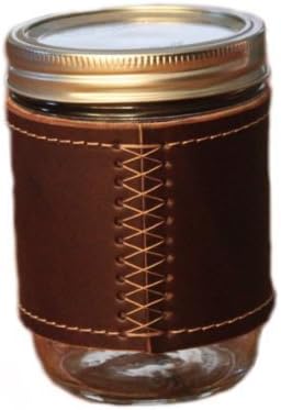 Holdster Leather Canning Jar Travel Mug 16oz. (Mason Jar Included) Stitch Without Handle - The Perfect Drinking Vessel - Made in the USA