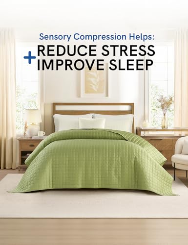 Image of YnM Cooling Weighted Blanket for Adults, 10lbs Heavy Bed Throw for One Person of 90lbs, Perfect for Hot Sleepers or Warm Climates with Rayon /Glass Beads(48x72 Inches,Twin /Full Bed, Matcha Green)