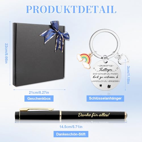 Abschiedsgeschenk Kollegen, Danke Geschenk Für Kollegen Mit A5 Notizbuch, Danke Schlüsselanhänger, Stift, Geschenkbox, Beste Kollegen Geschenke, Geschenk Kollegen Ruhestand Geburtstag Abschied (Blau)