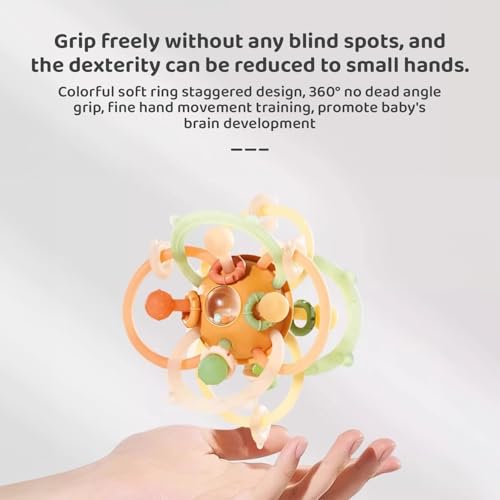 Image of StarAndDaisy Soft Baby Teether and Teeth Rattle Ball Toys for Infants & Toddlers (Mball-Orange-Multicolor)