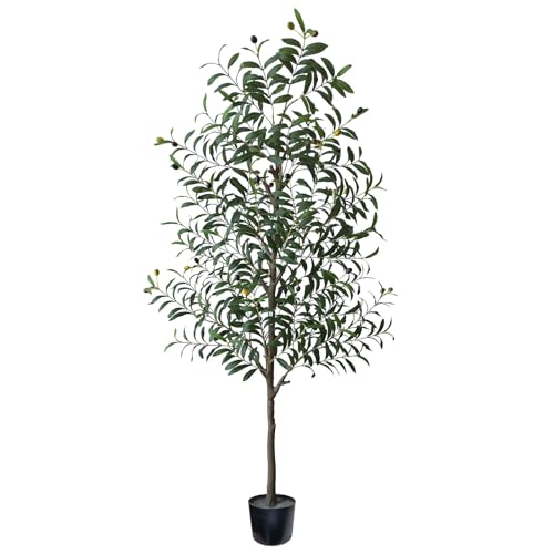 Myutrensty Árbol de olivo artificial de 180 cm, plantas artificiales grandes de olivo artificial para salón, oficina, balcón, decoración de eventos