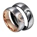 ROWAG 6MM Men Heart Shape Titanium Stainless Steel Couple Wedding Rings for Him and Her Women Cubic Zirconia CZ Inlaid Promise Engagement Bands