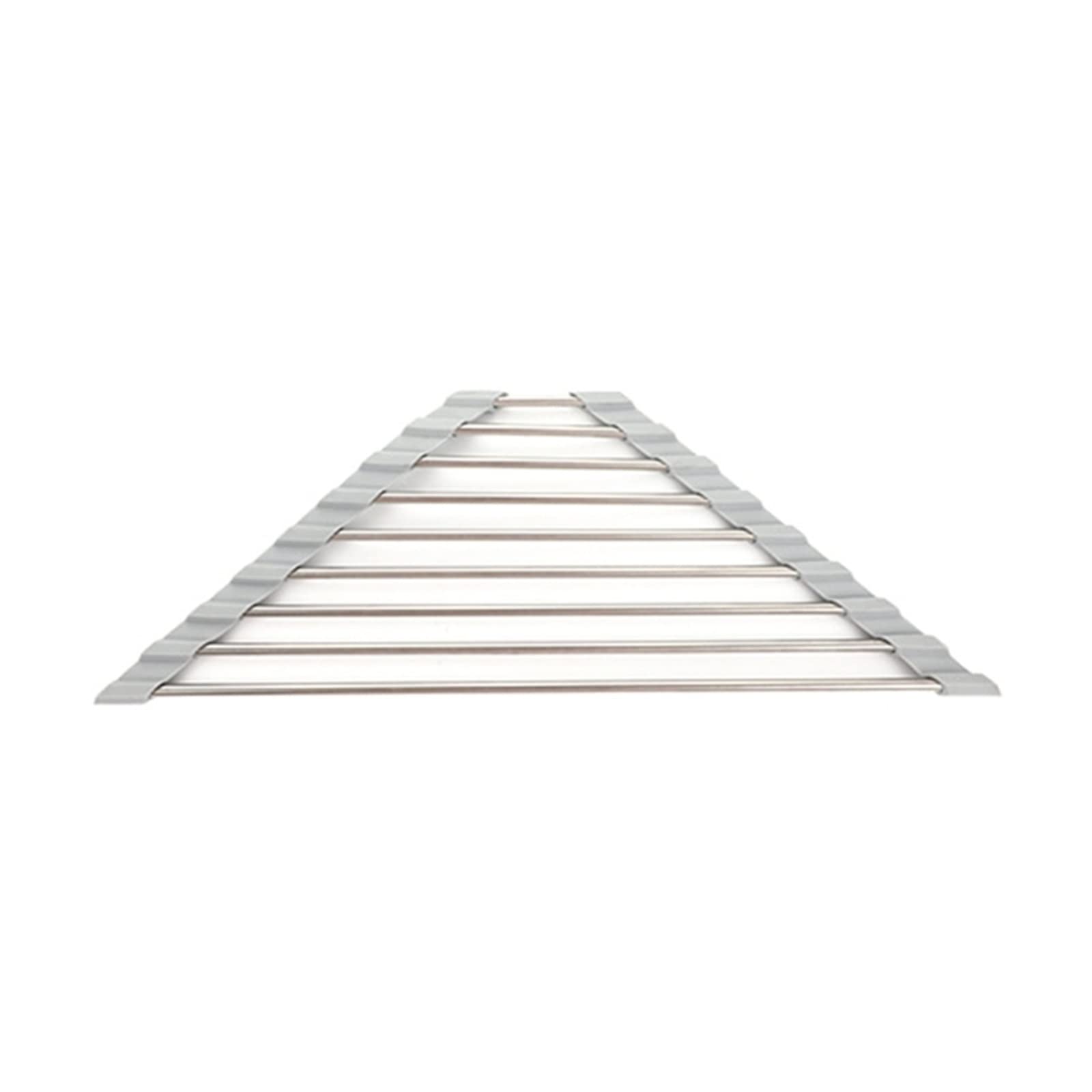 RRYPBOVG Triangular Drain Rack Roll Up Triangle Dish Drying Rack For Sink Corner Over The Sink Caddy Sponge Holder(Gray)