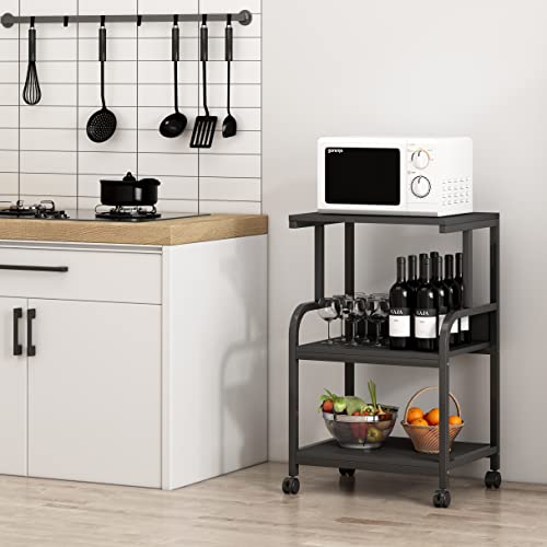 Fannova Printer Table With Wheels, 3 Tier Printer Stand With Storage Shelf For Home Office Organization, Rolling Cart Stand For Heat Press Microwave, Black #TOP3