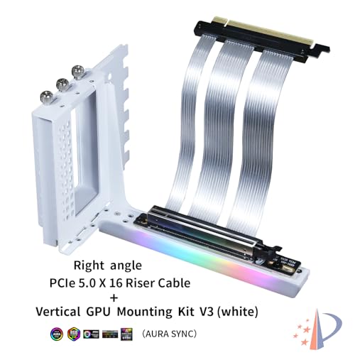 Cable elevador PCIe X16 GEN5 y soporte de montaje vertical GPU PCIe 5.0 RTX5090 blanco 2