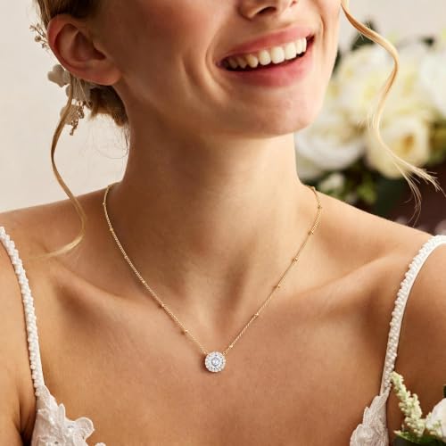 Turandoss Gold Necklace for Women, 14K Gold Plated Cubic Zirconia Necklace - image 4