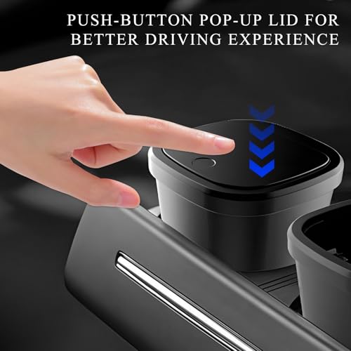 Image of Car Trash Can with Lid, Mini Car Cup Holder Garbage Organizer with 30 Trash Bags, Leakproof & Waterproof Garbage Can Bin for Vehicle Office Home, Universal Car Accessories
