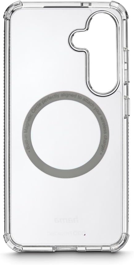 Hama Extreme Protect Magnetic Mobile Phone Case for Samsung Galaxy S25 (Bumper D3O Licensed, Qi2 Compatible, with Magnet, Transparent Case with Anti Yellow Tone, Case for Inductive Charging