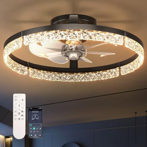 addlon Ceiling Fans with Lights and Remote, 20'' Low Profile Ceiling Fans, 3000-6000K Dimmable...