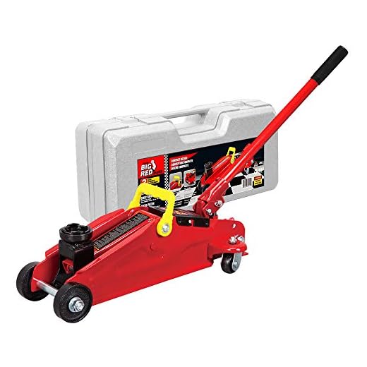 BIG RED T82012 Torin Hydraulic Trolley Service/Floor Jack with Blow Mold Carrying Storage Case, 2 Ton (4,000 lb) Capacity, Red