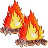 Tatuo 2 Set Fake Fire Tall Artificial Fire Fake Flame Paper 12 Inch 3D Decorative Cardboard Campfire Centerpiece Flame Torch for Campfire Camping Party Fireplace Decoration
