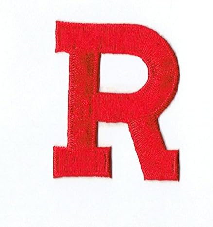Alphabet Letter - R - Color Red - 2 Inch Block Style - Embroidered Iron on Patch