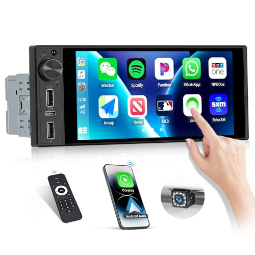 Radio para auto Single Din con pantalla táctil 6 pulgadas miniatura 1