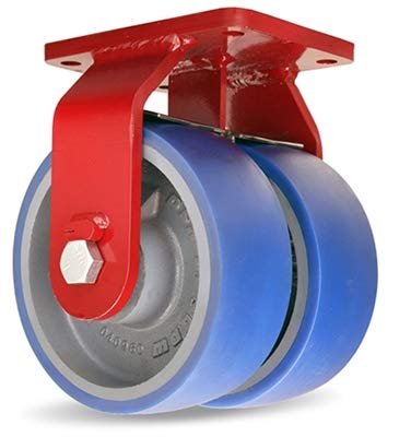 Hamilton Extra Heavy Duty Dual-Wheel Rigid Caster Part# R-EHD2-63SPB 6" x 3" Ergo-Glide Polyurethane (85A) on Cast Iron Wheels with 3/4" Sealed Precision Ball Bearings - 3,200 lbs Capacity - USA Made