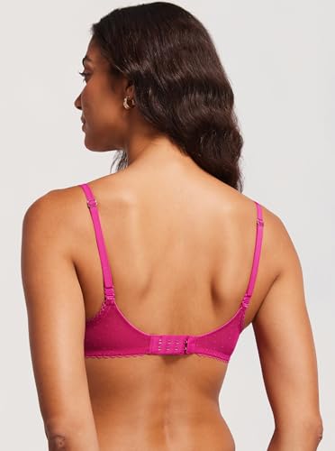 Image of DOBREVA Women's Sheer Mesh Demi Bra Underwire Balconette | Dotted Mesh, Lace Trim, See Through, Plus Size, Smooth, Soft