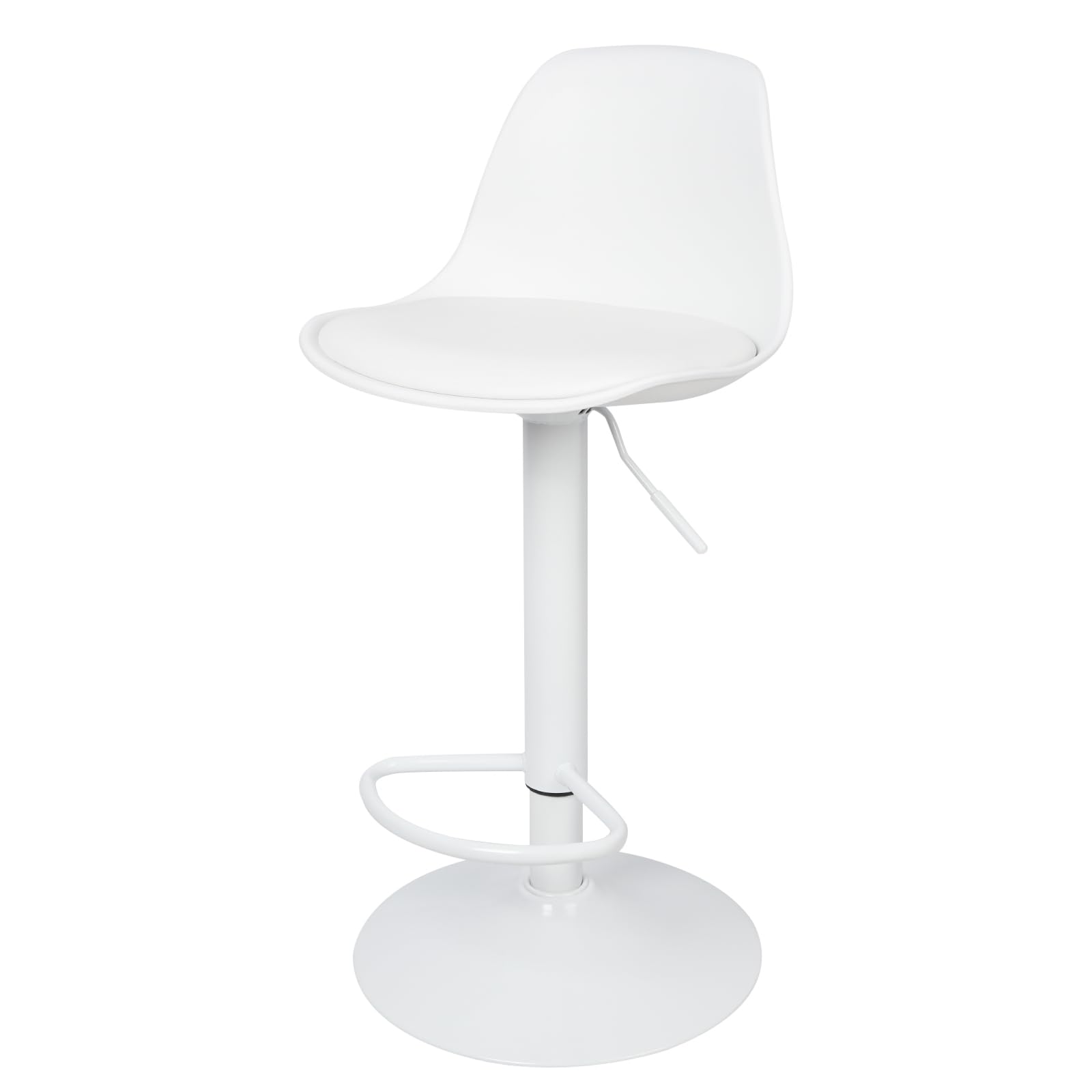 HUOLE Sgabello da Bar Moderno Sgabello Alto con schienale in Simipelle Sedia Alta da Cucina Regolabile Girevole (4pc-B bianco puro)