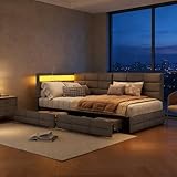 【Letto 90×200 cm con porte USB】Nel divano letto 90×200 con testiera L trovi due porte USB invisibili: ricarichi smartphone, tablet o e-reader senza alzarti dal letto imbottito con testiera L. Perfetto per ragazzi e universitari che studiano e si rilassano.