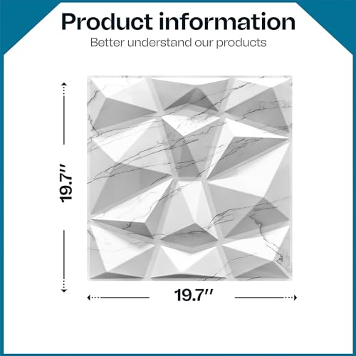 Image of Kayra Decor 3D PVC Wall Panel - Diamond White Marble (Size 19.7 inch X 19.7 inch Covers 8.07 Sq.Ft.Pack of 3) PVC Panel for Home Kitchen Studio Saloon Living Room Gaming Room and Office Decor