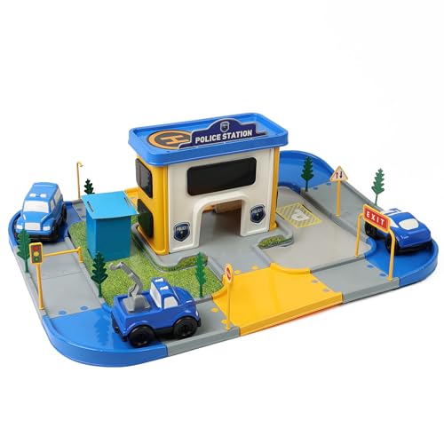 DIVCHI Police Station Playsets, Car Playset includes Police Car Toy, Vehicle for Kids, Multicolor Creative Pretend Play Sets
