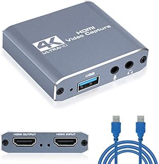 Video Capture Card, 4K HDMI Audio Video Capture Card, 4K 30fps HDMI input & Loop Out 1080p 60fps, Game Capture Card with Microphone for Live Streaming & Recording with PS5/PS4/Xbox/EtcWith USB Cable