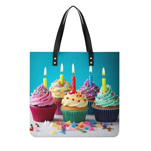 Sac à bandoulière étanche en cuir motif cupcakes blanc