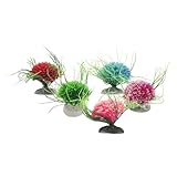WEKADRIN 5 Piezas Plantas Decorativas para Peceras Plantas de Realistas para Acuarios Ornamentos Verdes Artificiales para Paisajismo Acuático Compatibles con Agua Dulce y Salada